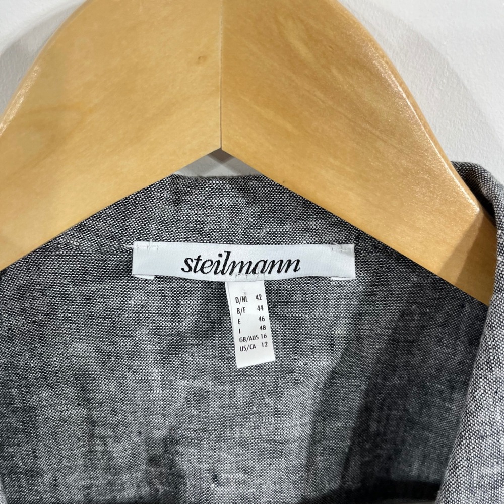 Steilmann Linen Cotton Cropped Jacket 3/4 Sleeve Womens 12 Lagenlook Old Money - Picture 4 of 11